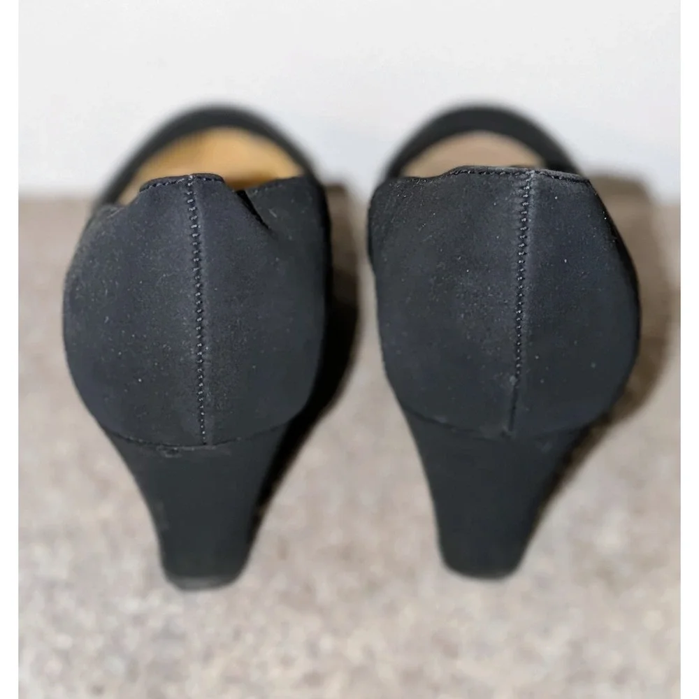 Solanz Trudie 2 Black Wedge Pumps Round Toe Shoes Womens Size 9M ‎ NIB